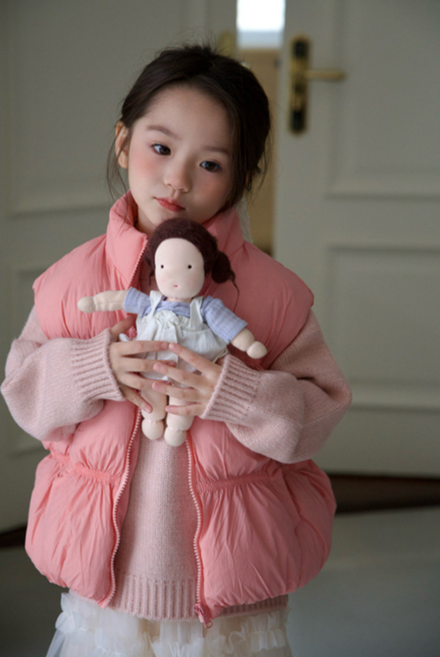 [3color] 여아 남아 유아 힙한 조끼 패딩 핑크 아이보리 브라운 점퍼