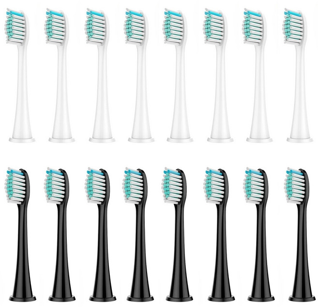 필립스 Sonicare DiamondClean HX3/HX6/HX9 시리즈 전동 칫솔 헤드 HX6064와 호환되는 교체용용 브러시, 8 White 8 Black, 1개, CHINA