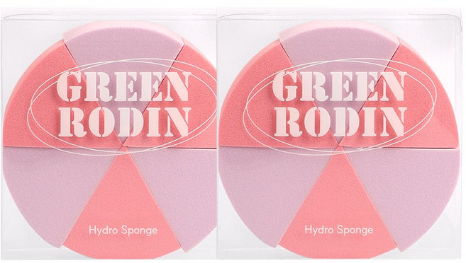 그린로댕 뚱피스퍼프 6p 하이드로 스펀지 메이크업 퍼프, 2개