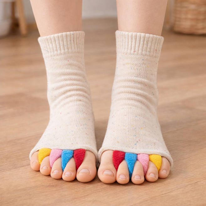 컬러발가락 요가양말 여성 오픈토 발가락양말 무지외반 교정 분리양말 필라테스 미끄럼방지 양말