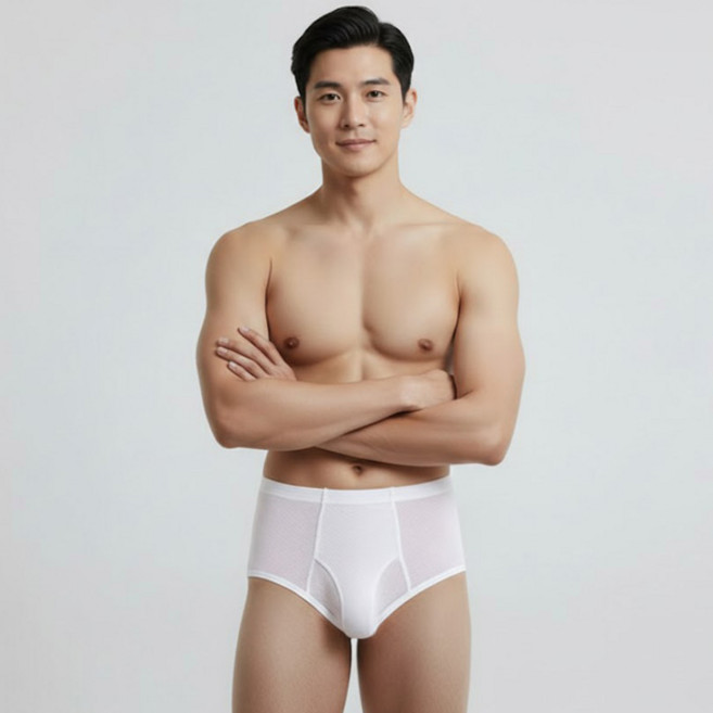 [TRY]남성 순면 백색 삼각팬티 3매 인밴드 브리프 화이트 면100
