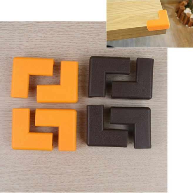 고무타입 모서리보호대 4P 아기 안전 벽지 모서리 몰딩 보호대 부딪힘 이마콕방지 보양재, 오렌지