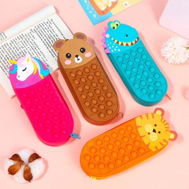 5시 뽁뽁 애니멀 푸쉬팝 필통 캐릭터 팝잇 파우치 빠른배송, 4. 유니콘