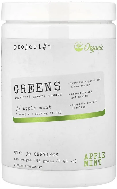 프로젝트 1 뉴트리션 그린 슈퍼푸드 그린 파우더 애플 민트 Project 1 Nutrition Greens Superfoods Green Powder Apple Mint 183, 183g, 1개 - 쿠팡