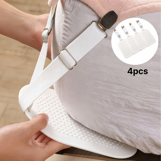 스카이미너리즈 침대패드 고정밴드 시트 밀림방지 고정집게 4P, 1세트, 화이트 12*20cm