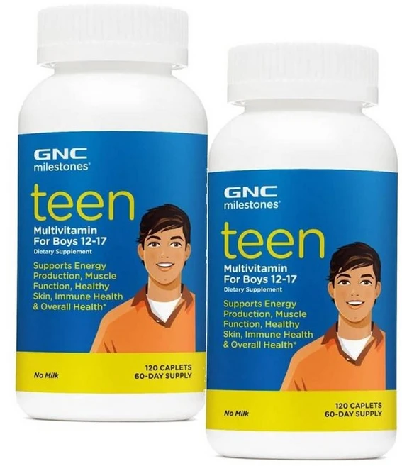 GNC teen Multivitamin For Boys 틴 멀티비타민 남자 청소년 120정, 2개 - 쿠팡