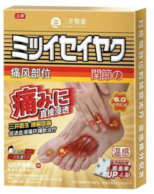 미쓰이제약 1등 통풍 패치 관절뼈 테이핑 통증, 1박스(3박스 권장)