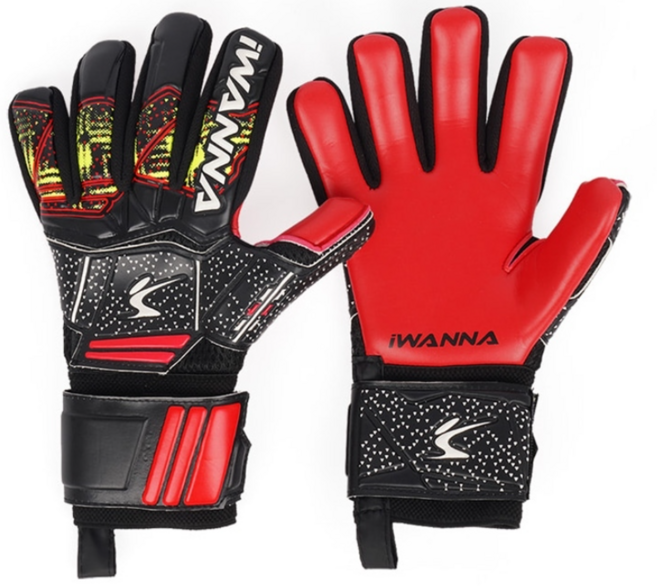 아이워너 손가락 꺾임방지 보호 골키퍼 장갑 양손착용, 검정색, 5개