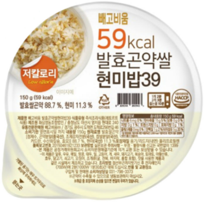 빼고비움 최저 칼로리 100g당 39kcal 발효곤약쌀현미밥39, 150g, 4개
