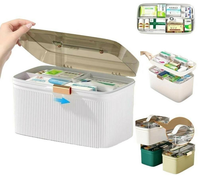 라베니처 가정용 구급 2단 의약품 정리함 특대, 화이트, 1개