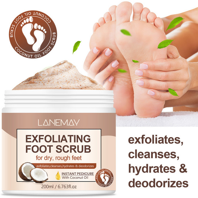 椰子磨砂膏 溫和去角質 清潔滋潤 軟化足部死皮 200g, 1個