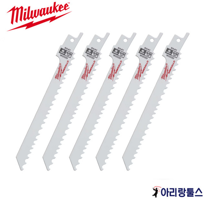 밀워키 48-47-5041 컷쏘날 4/6TPI 6인치 5개 목재 라운드 컷 48-00-5041 후속, 1개