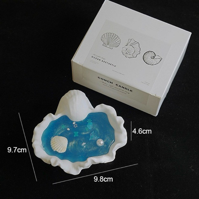 韓風ins小蒼蘭大豆蠟魔方香氛蠟燭 造型蠟燭 畢業小禮物 聖誕節交換禮物 擺件拍照必備道具, 1個, 貝殼款-藍色,F