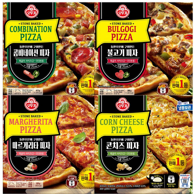 불고기 피자 396g+콤비네이션 피자 415g+마르게리타 피자 320g+콘치즈 피자 300g, 1세트, 1.431kg