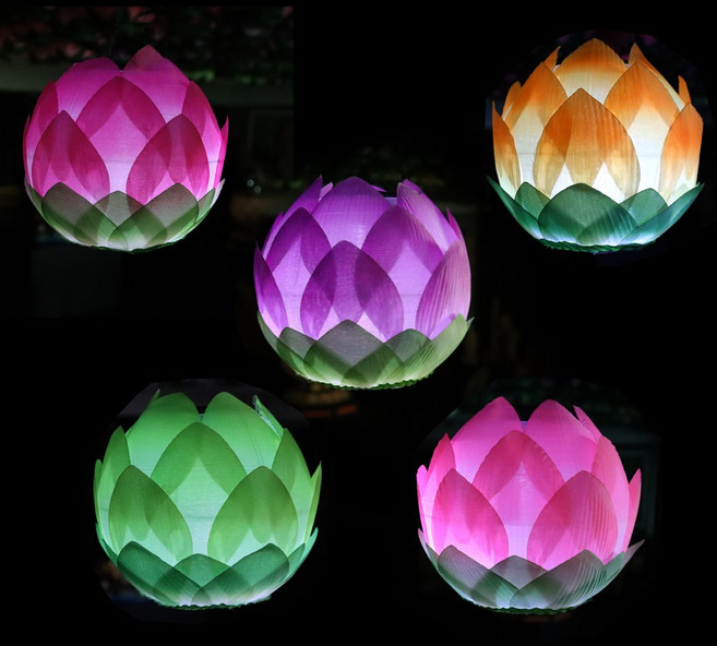 태양광연화등 - 야외용 연꽃등 연등 LED 부처님오신날 초파일 충전식조명, 주황