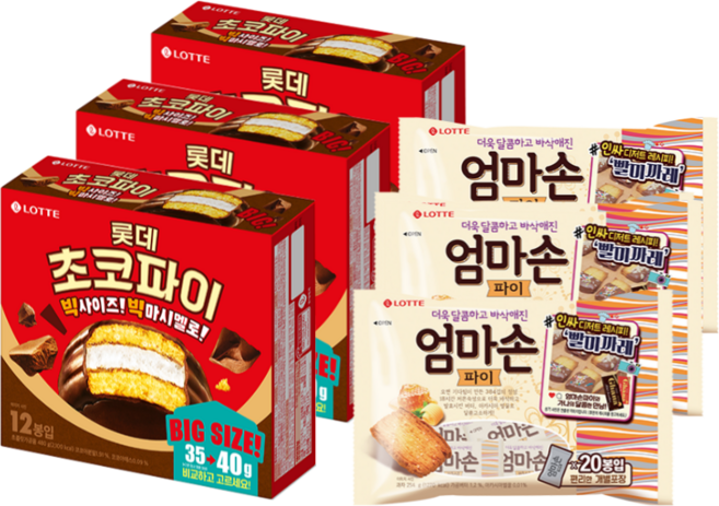 롯데 초코파이480g 3개+엄마손파이254g 3개, 6개, 480g