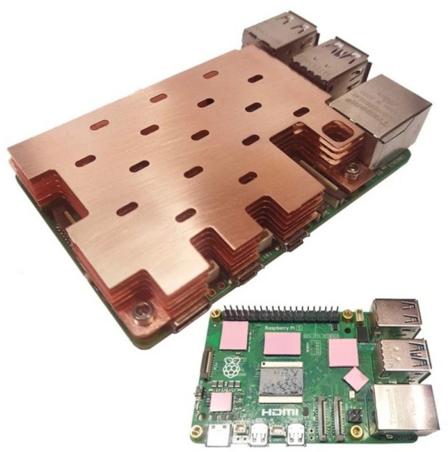 라즈베리 파이 5 순수 구리 시트 로우 프로파일 방열판 강력한 보호 케이스 냉각 쉘, 1개, 07 6 Thickness 10.4mm