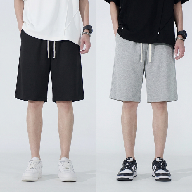 1+1 남자 반바지 트레이닝반바지 와이드 반바지 6부 베이잉