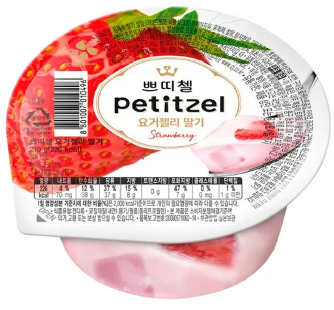 쁘띠첼 요거젤리딸기 냉장젤리, 210g, 6개