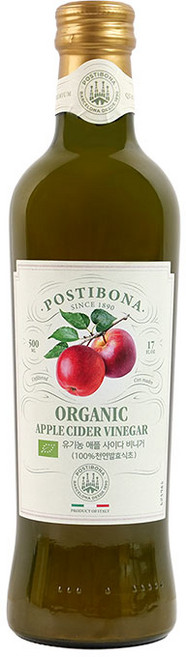 포스티보나 유기농 애플사이다비니거 애사비 천연 발효사과식초, 2개, 500ml