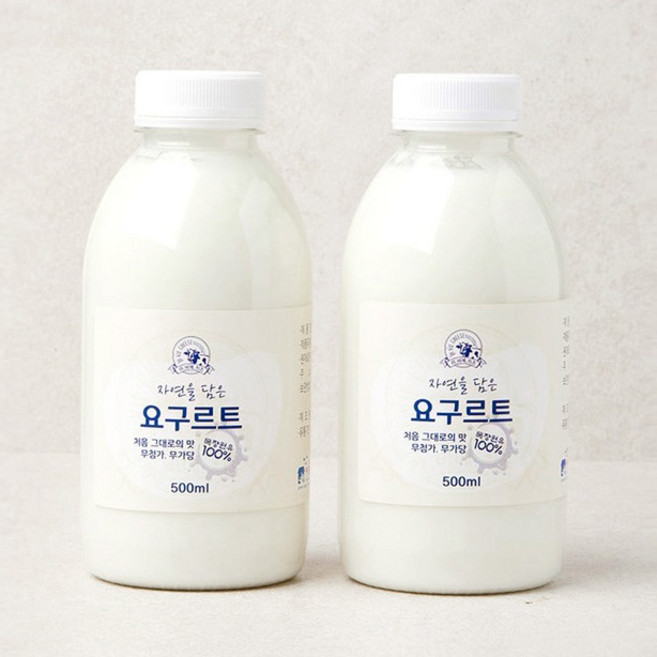 무가당 플레인요거트 수제 요구르트 500ml, 2개