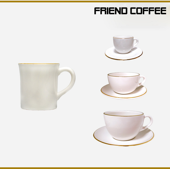 킴스아트 골드라인 머그잔 커피잔세트 (3 Size), 골드라인 2.5호 카푸치노잔세트, 1세트