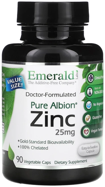 에메랄드 래보라토리스 Emerald Laboratories 순수 Albion 아연 25mg 베지 캡슐 90정138281원산지:기타, Emerald Laboratories, 순수 Albio, 1, 90정 - 쿠팡
