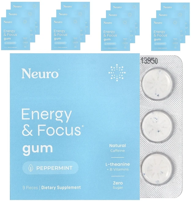 새해 첫좋은선물 NeuroGum 에너지 및 집중력 껌 페퍼민트 12팩 각 9개 제대로 할인합니다, NeuroGum에너지및집중력껌페퍼민트12팩각9개 - 쿠팡