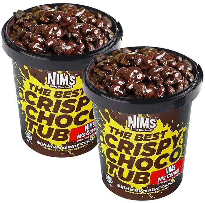 NIMS only the best CRISPY CHOCO TUB -エヌズ 시리얼 - 초코시리얼 밀크 초콜릿 바삭바삭한 식감 진하고 풍부함 녹아내리는 스낵 ASMR 할랄 인증 용기 - 쿠팡