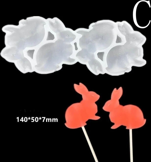하트 모양의 실리콘 롤리팝 금형 부활절 토끼 진저 브레드 남자 눈사람 초콜릿 캔디 치즈 케이크 DIY 장식