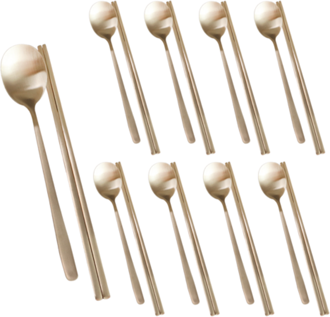 티타늄 골드 수저 세트 JS 숟가락 젓가락, JS SUS430 티타늄, 10세트, 스텐24종, 수저(숟가락+젓가락)