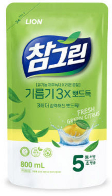 참그린 녹차 뽀드득 주방세제, 800ml, 1개