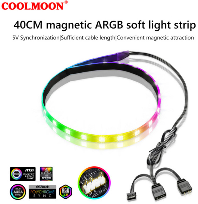 COOLMOON ARGB LED 스트립 라이트 다이아몬드 마그네틱 다채로운 분위기 PC 컴퓨터 케이스 섀시용 DIY 램프, 03 D
