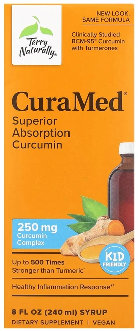 Terry Naturally CuraMed Syrup Superior Absorption Curcumin 250 mg 8 fl oz 240 ml, 1개, 240ml - 쿠팡