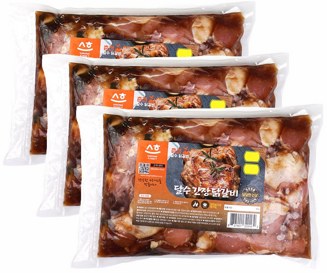 (단짠단짠)국내산닭 냉장 한입간장닭갈비 500g+500g+500g 당일제조발송 달수 춘천닭갈비 총1.5kg, 500g, 3개
