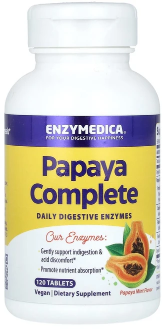 엔자이메디카 파파야 컴플리트 데일리 다이제스티브 엔자임 민트 맛 타블렛, 1개, 120정 - 쿠팡