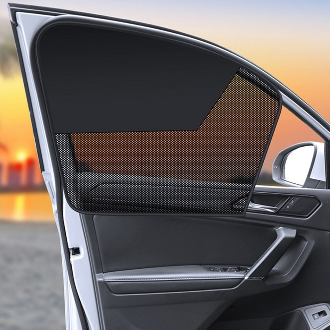 리브애즈미 차량용 햇빛가리개 자석내장, 블랙 메쉬형(앞좌석2개+뒷좌석2개), 4개