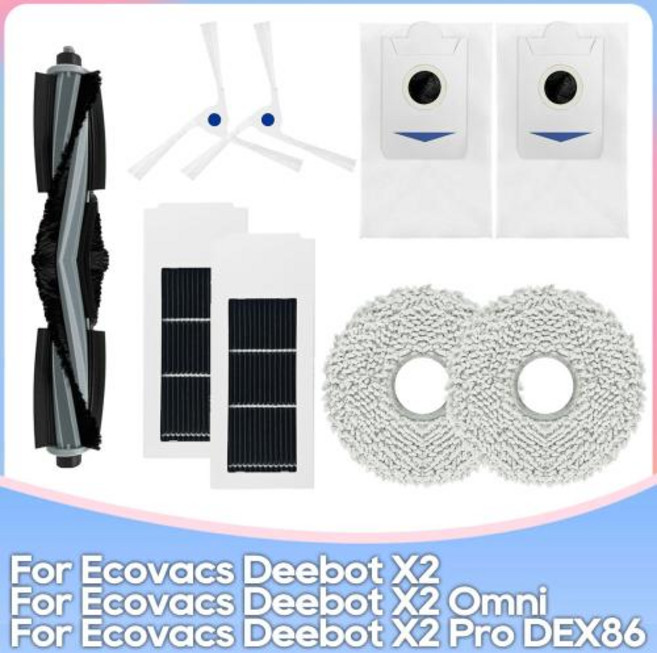 Ecovacs DEBOT X2 OmniX2 ProX2 pro OmniX2 콤보 DEX86 로봇 메인 롤러 사이드 브러시 필터 걸레 먼지 봉투용 교체 부품, 6)0305X206