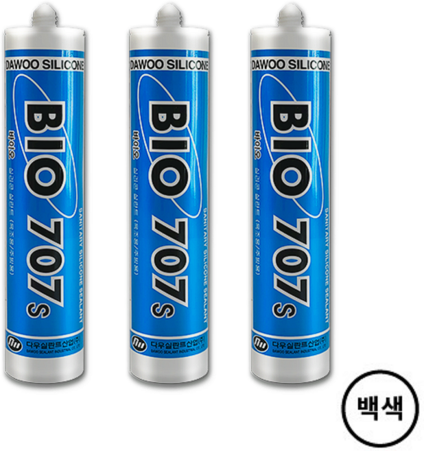 욕실용 실리콘 바이오 707(노즐 포함 안전포장) 백색, 3개