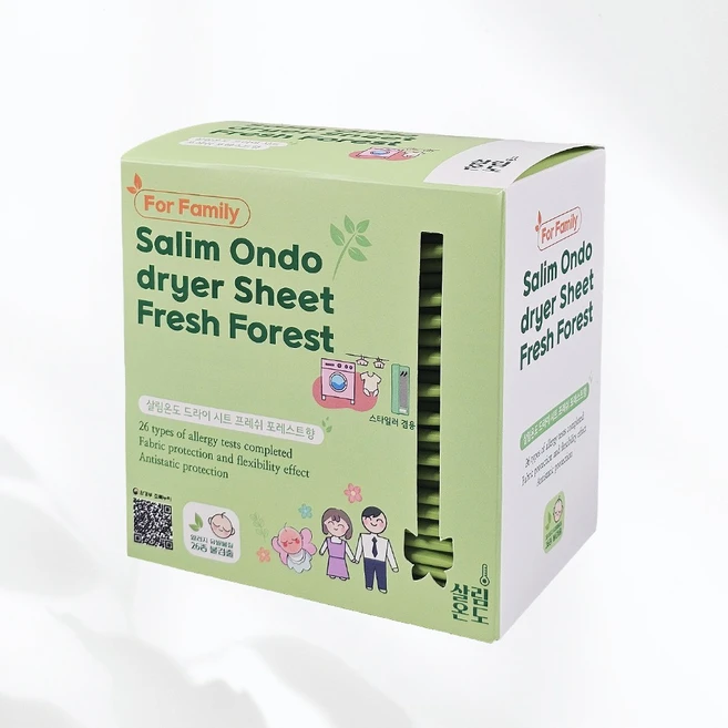 살림온도 건조기시트 프레쉬 포레스트향 (Fresh Forest) 알러지26종 검사완료, 1개, 80매입 - 쿠팡