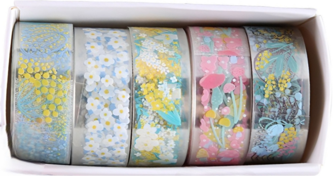 5롤 세트 투명 마스킹 테이프 스티커, 1세트, S2013 하이신스