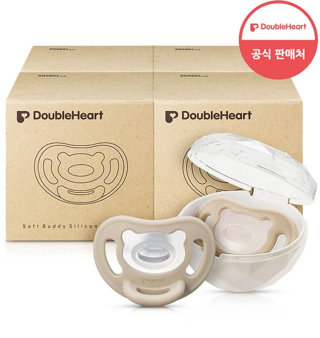 더블하트 Soft Buddy 노리개 젖꼭지 버디노리개2단계 퍼플M, S, 베이지, 4개 - 쿠팡