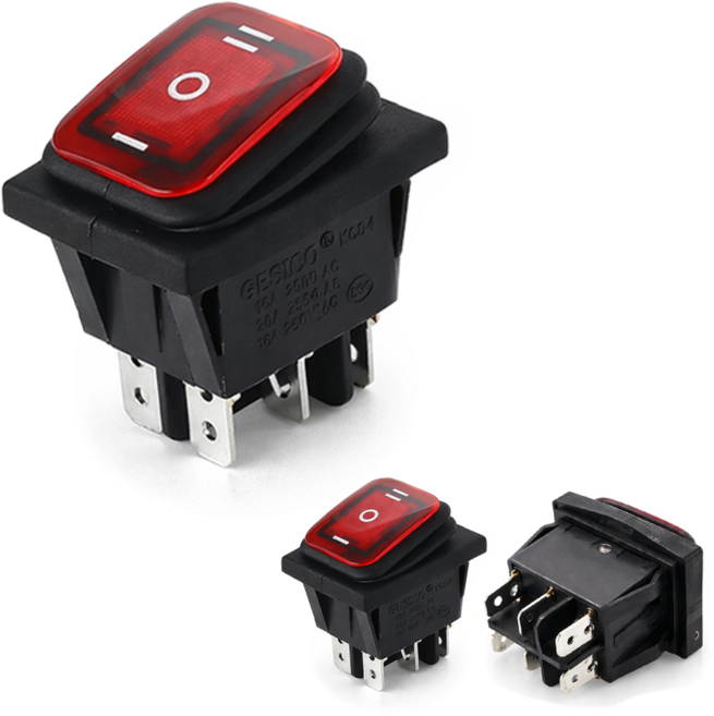 ON-OFF-ON 3단 전원 컨트롤 스위치 6핀 16A 방수 락커 스위치 자동차 DIY 전원버튼, 2개