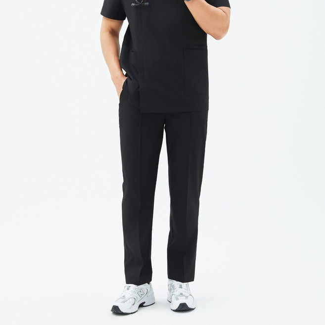 [더유니폼랩] 바지 수술복 병원복 남자 유니폼 의사 실습복 작업복 맨즈프리미엄밴딩팬츠-에코블랙