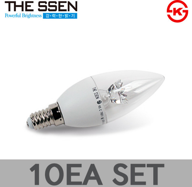더쎈 LED 촛대구 램프 LED 5w 전구색 노란빛 e17, 10개