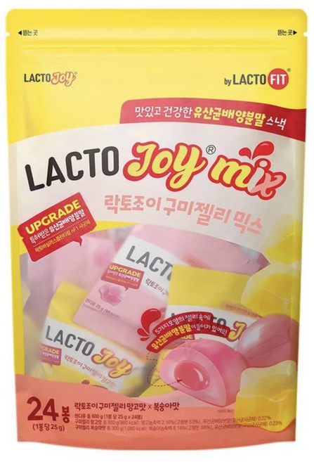 종근당건강 락토조이 구미젤리 600g(25g) 복숭아맛 망고맛 코스트코 유산균젤리, 600g, 5개