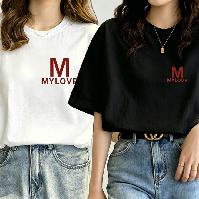 여성 순면 M 프린트 루즈핏 반팔티