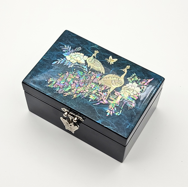 한국민예사 나전칠기 자개 한지 직사각 보석함 돌반지 보관함 악세사리함 한국 전통기념품 외국인 선물, 03 공작