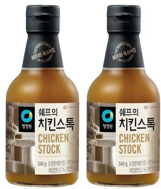 청정원 쉐프의 치킨스톡 닭육수 베이스 요리소스, 2개, 340g