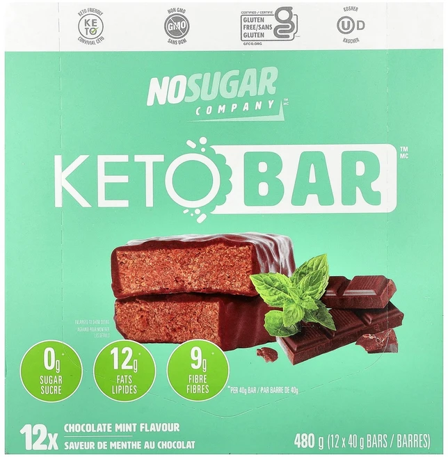No Sugar Company Keto Bar 초콜릿 민트 12개입 각 40g - 쿠팡